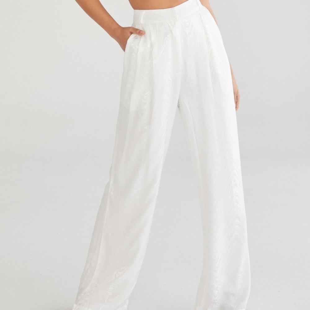 NWT Glassons high waisted white zebra print wide leg pants size 14
